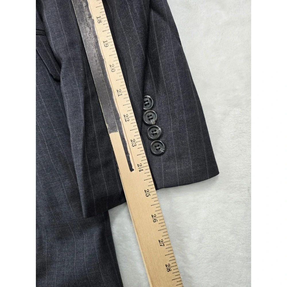 LRL‎ Ralph Lauren Pinstripe Suit Jacket Mens 41R 40 42 Grey 100% Wool Blazer